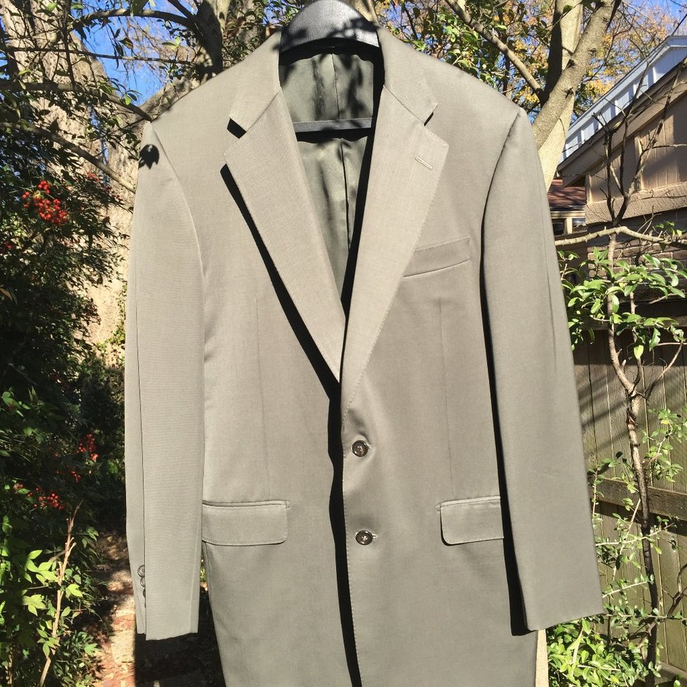 Hickey Freeman Olive Green Sheen Custom Suit